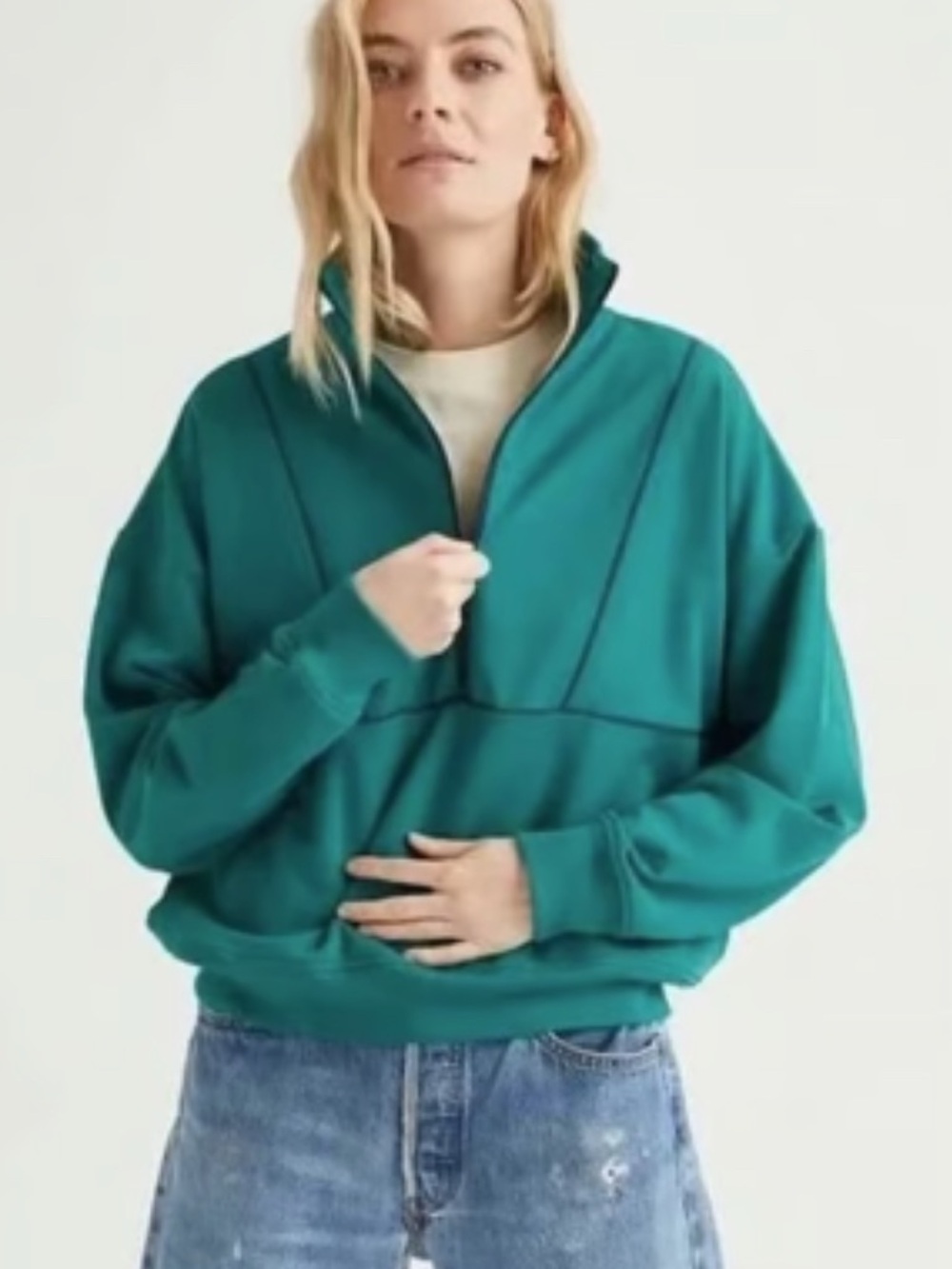 Richer Poorer Terry Half-Zip Sweater Teal